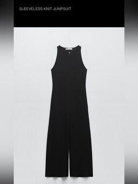 Zara sleeveless black jumpsuit wide leg w/Gold detail